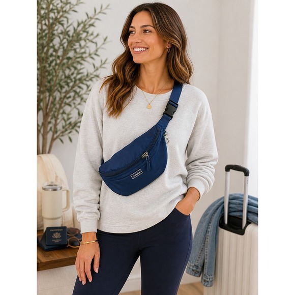 The Foldie Handbags - The Foldie Navy Belt Bag Crossbody RFID Travel Fanny Pack